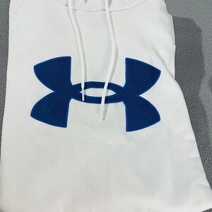 Under Armour White Hoodie with Blue Logo